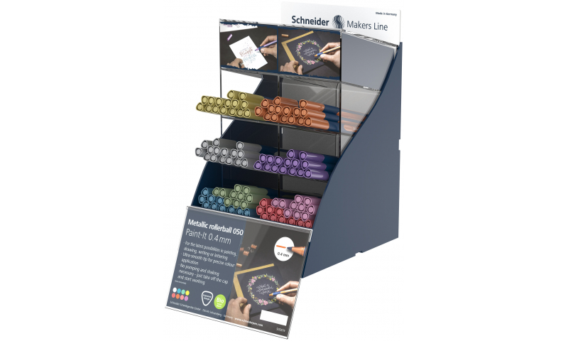 Schneider Paint-It 050 Metallic Rollerball, 8 colours, Display of 100 assorted.