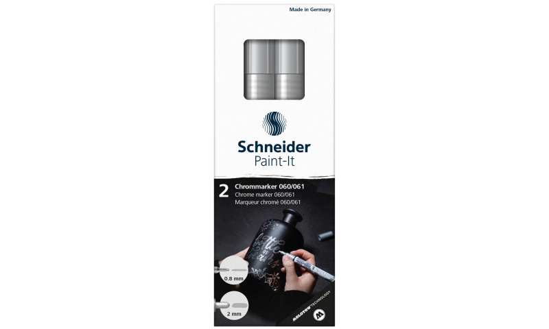 Schneider Paint-It 060 Silver Chrome Marker, Pack of 2 0.8mm & 2.0mm