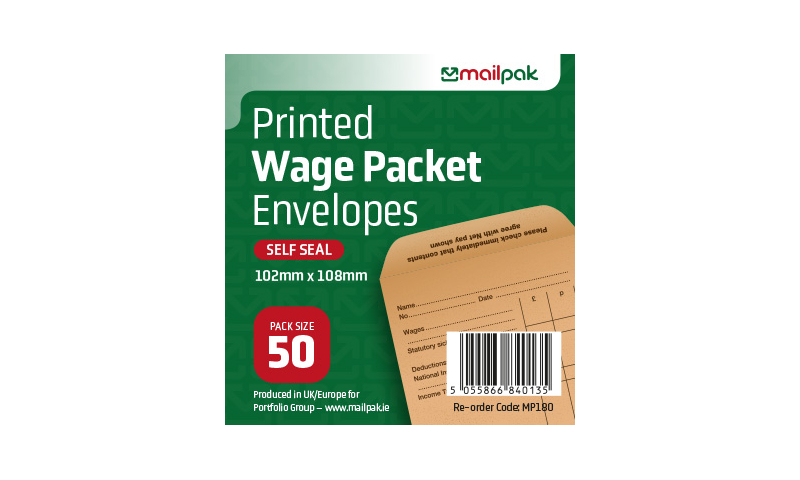 Mailpak Manilla Self-seal Wage Pack Envelopes, 102x108mm, Pack of 50