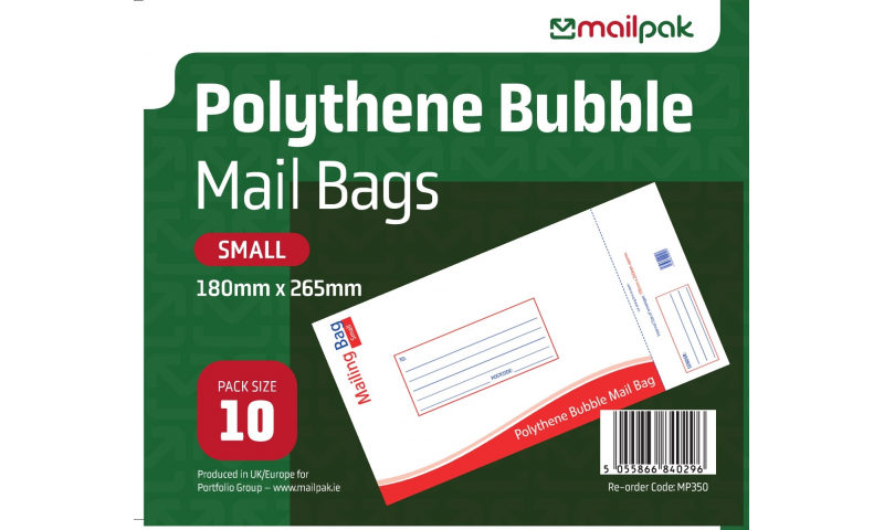 MailPak Polythene Bubble Bags Small Pack 10, 170 x 260mm