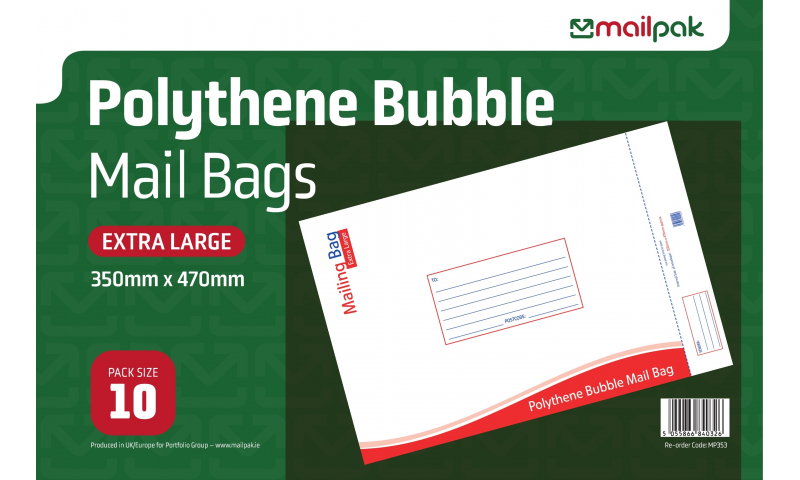MailPak Polythene Bubble Bags XLARGE Pack 10, 350 x 470mm