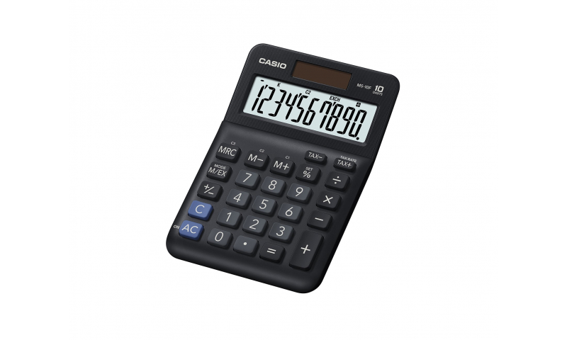 Casio 10 Digit Desk Calculator, Tax Buttons, Black