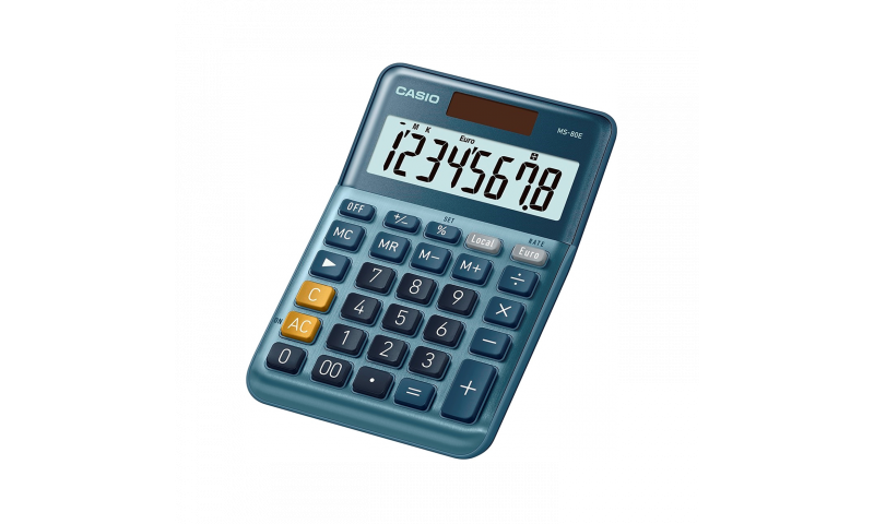 Casio 8 digit, Dual Power, Metal cover, Desk Calculator, Euro & Tax Conversions