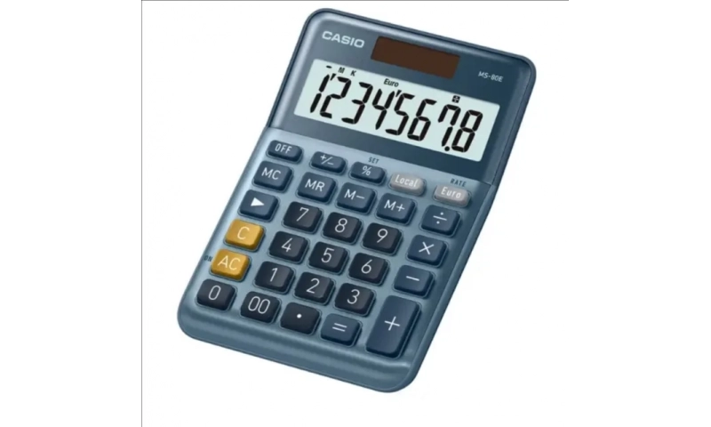 Casio 8 digit, Dual Power, Metal cover, Desk Calculator, Euro & Tax Conversions