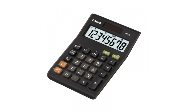 Casio 8 Digit Desk Calculator, Large Display & Keys, Additional Tax Keys