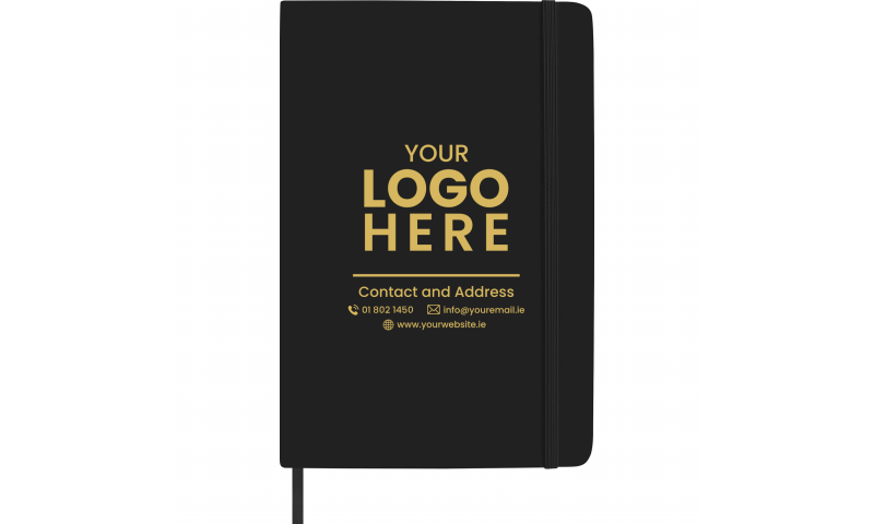 A5 Soft Touch, Hardback Printed Notebook with 96 Cream Ruled pages & Elastic Strap