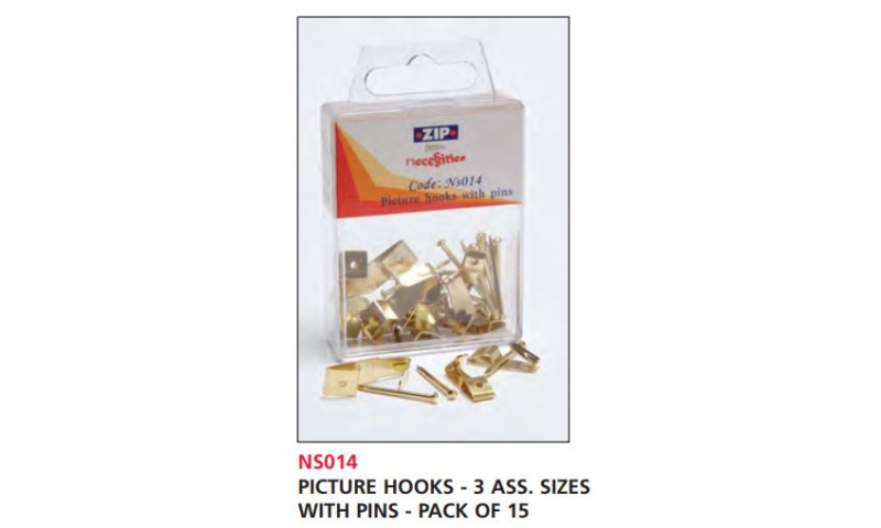Zip Necessities Picture Hooks, 15 Pack,Hangpack