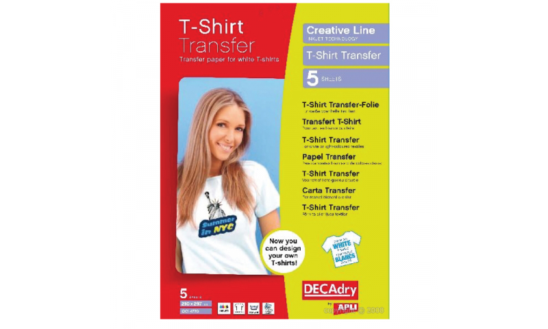 DECADRY T-Shirt Transfer Film 5 Sheets White Fabrics (New Lower Price for 2022)