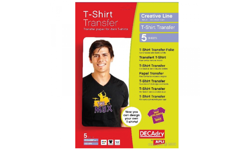 DECADRY T-Shirt Transfer Film 5 Sheets Dark Fabrics (New Lower Price for 2022)