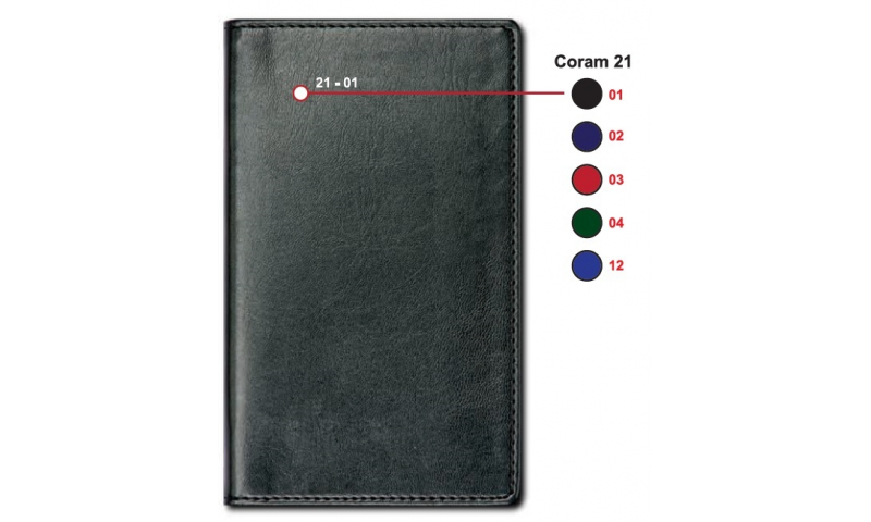 Diaries by Design Coram PU, Combound Wallet Diary 2022, 4 PVC Credit Card Pockets, Stitched Edges, Asstd Colours