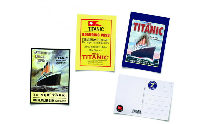 Titanic Full Colour Postcard, 3 asstd
