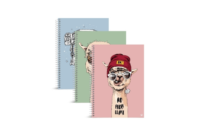 U. A5 Fun Llama Spiral Notebooks, 3 assorted.