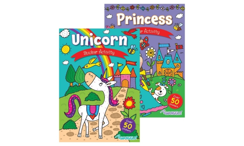 Squiggle Princess & Unicorn Sticker Activity Book, 2 assorted.