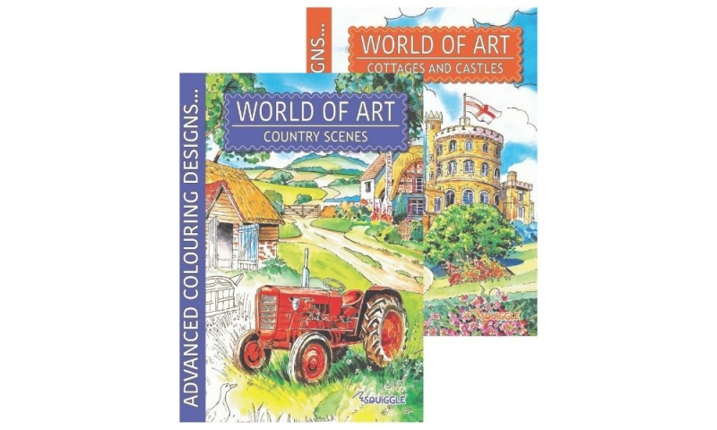 Squiggle A4 World of Art Advanced Colouring Books, 2 assorted.