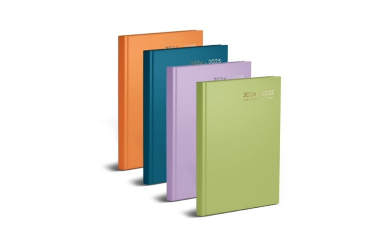 U. A5 Daily Academic Casebound Diary, 4 assorted colours.