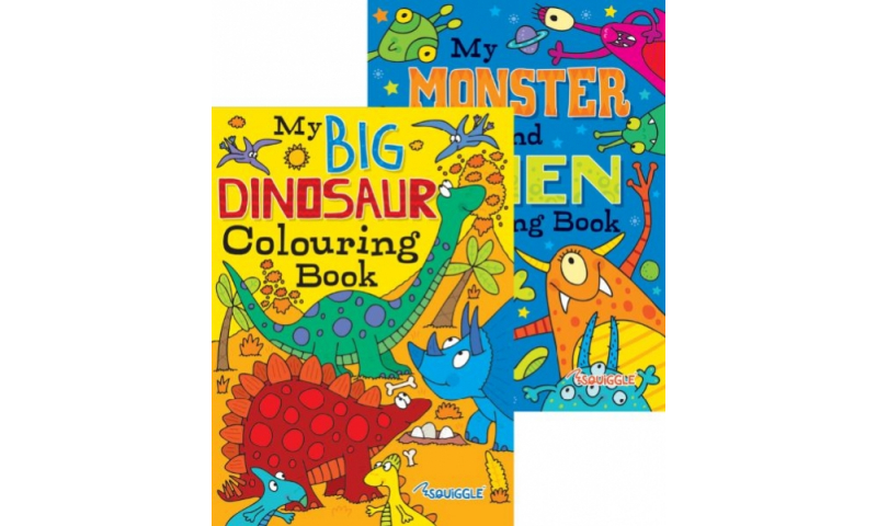 Squiggle Dinosaur & Monster Colouring Books, 2 assorted.