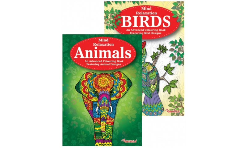 Squiggle Animals & Birds Advanced Colouring Books, 2 assorted.