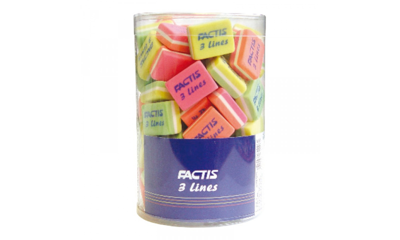 Factis 3L30 Bright Coloured Eraser, Trio, 3 Asstd