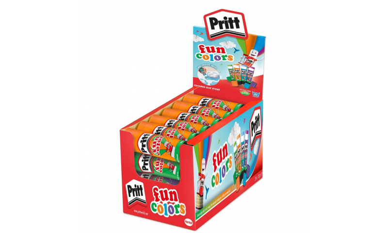 PRITT Glue Stick, Fun Colours Small 10g, 4 Asstd CDU Display