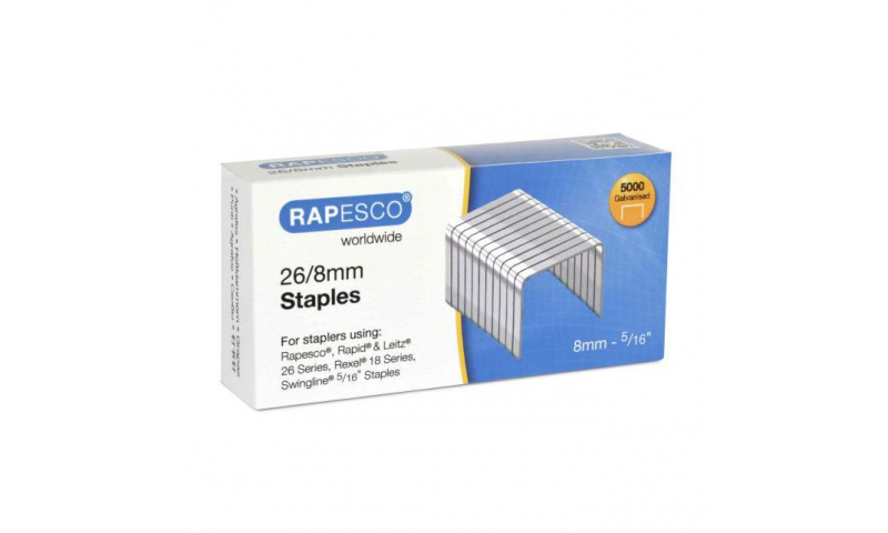 Rapesco 26/8 Staples, Box of 5000.