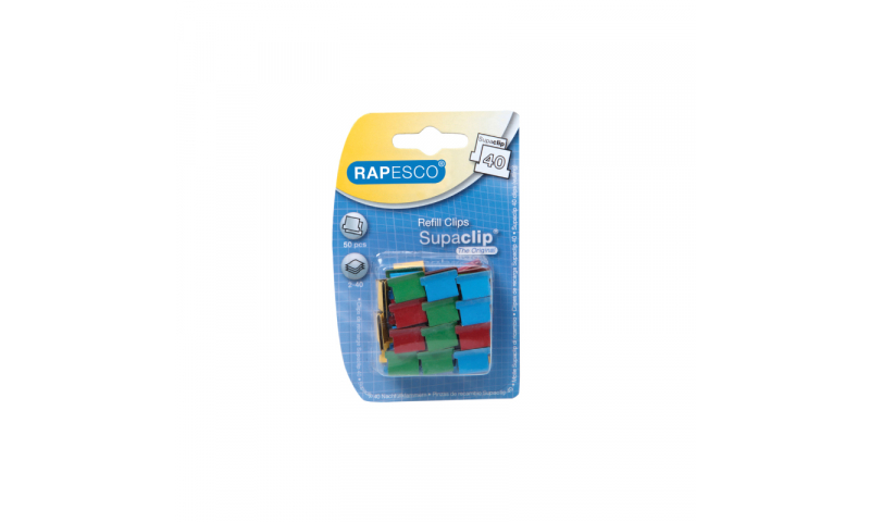 Rapesco Supaclip 40 pack 50 Multicoloured clips