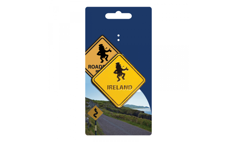 Roadsign Magnet on Headercard - Leprechaun Ireland
