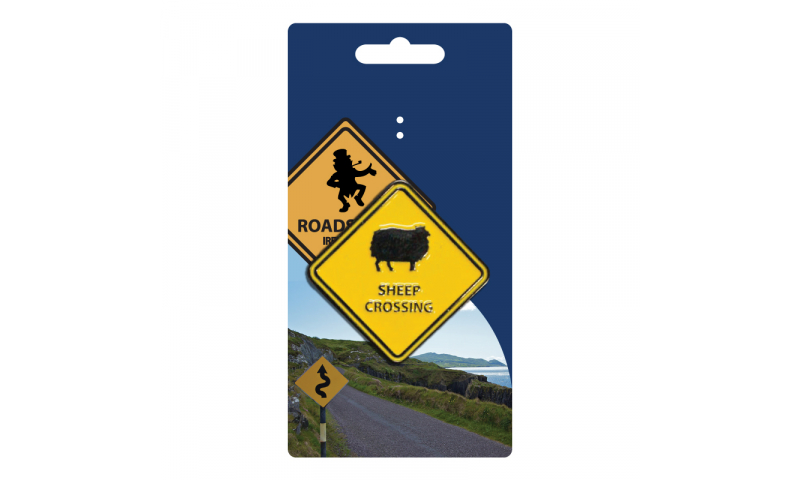 Roadsign Magnet on Headercard - Sheep Crossing