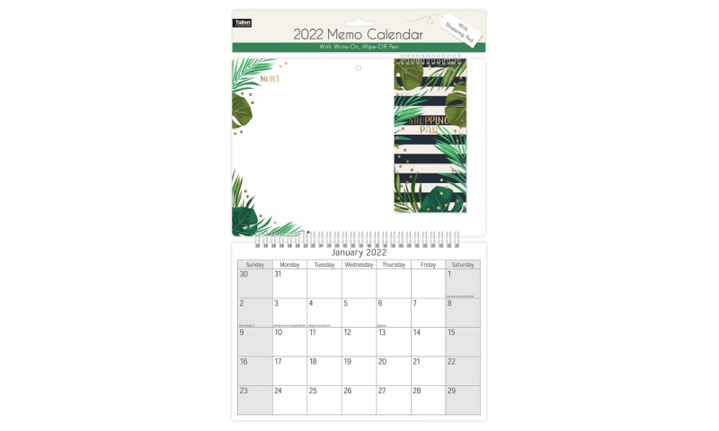 Just to Say 2022 Monthly Memo Calendar, Shopping Pad & Pen, 3 Asstd Pictoral