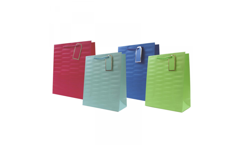 Just to say Embossed Brights Gift Bag, Rope handles and Tag, Large - 260 x 320x 120mm.