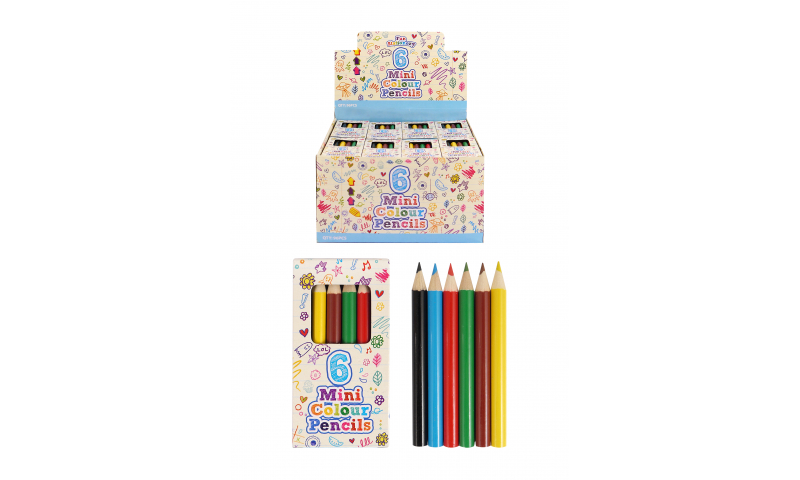 Mini Colouring Pencils 6 Pack - Retail Display Boxed