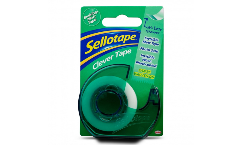 Sellotape Clever Invisible Tape & Dispenser 18mm x 25m, carded