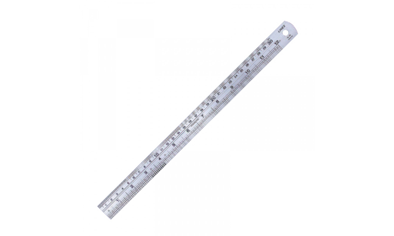 Linex Steel Ruler, Edge to Edge Measuring, Multiple Calibrations, Flat Metal, 12”/30cm