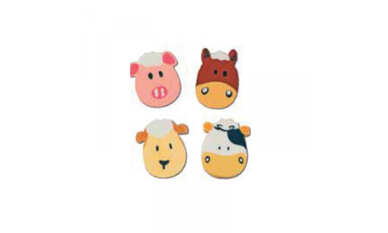 Novelty Farm Shaped Head Erasers, 4 Asstd (New Lower Price for 2022)