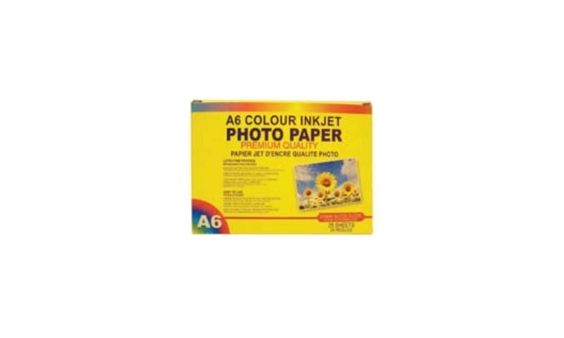Ink Jet White Photo Gloss Paper 220g A6 - 6x4", 25 Sheet Pack