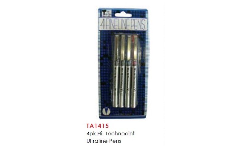Hi- Technpoint Ultrafine Pens, 4pk Carded