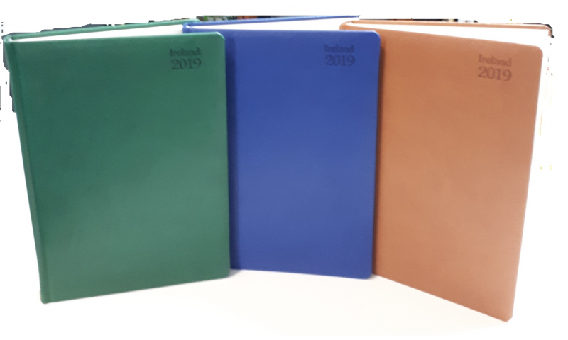 Tara A5 Irish Deluxe Daily Desk Diary 2022, Soft Velvet Cover, Cream Paper, 4 Asstd Colours