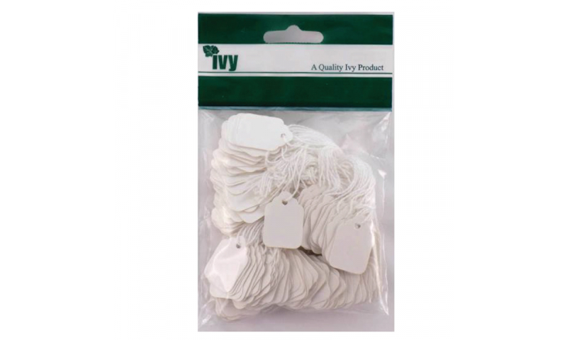 IVY STRUNG TAGS 8X19mm, White, Hang Pack of 200