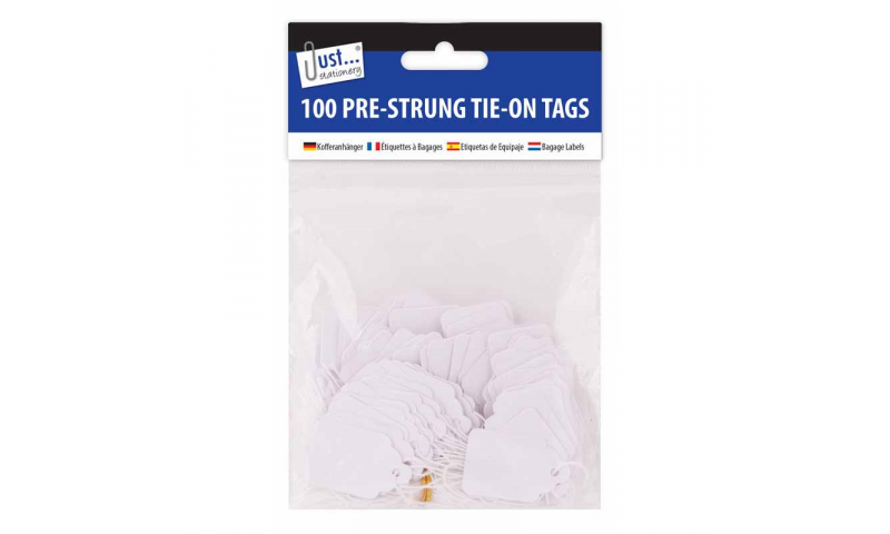 STRUNG TAGS 25x39mm, White, Hang Pack of 100