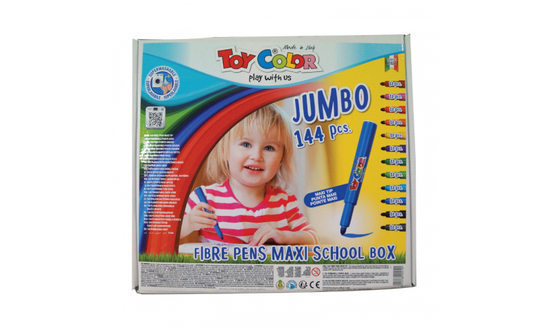 Toycolor Jumbo Superwashable Fibrepens, 12 Colours, 144 Class pack. (New Lower Price for 2021)