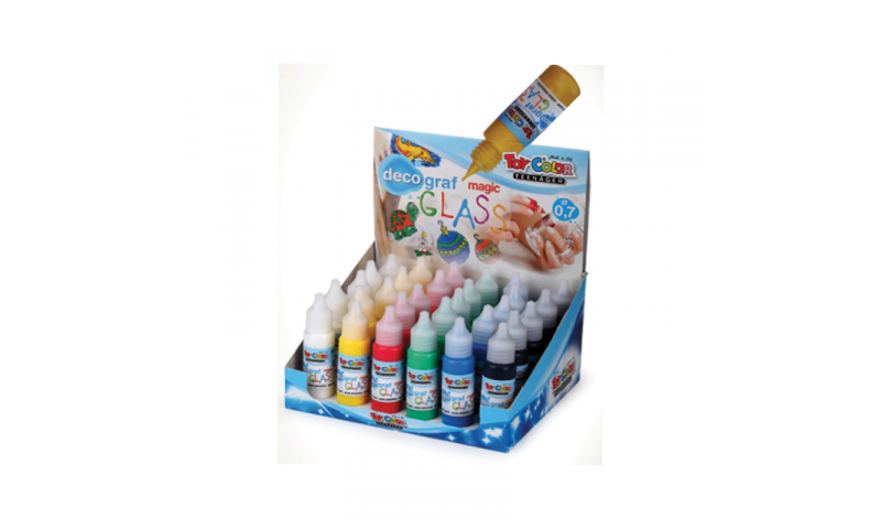 Toycolour Decograf Magic Glass Tubes 25ml, Asstd Colours. (New Lower Price for 2021)