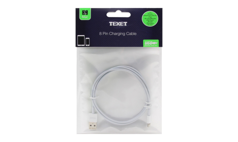 Texet iPhone 5, iPad 4, iPod Nano Style 8 Pin Charging Cable (New Lower Price for 2021)
