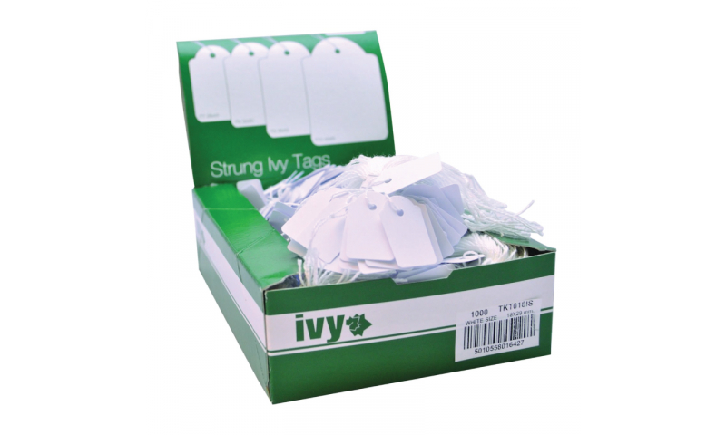 IVY STRUNG TAGS 9x24mm, White - Bundles of 10 x 100