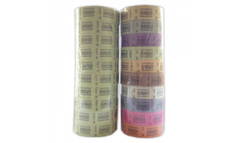 ADMISSION TICKETS - ROLL OF 1000, Asstd Colours