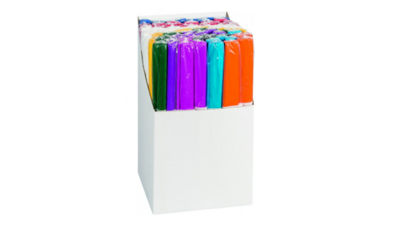Heyda Display Crepe Paper XL, 50cm x 250cm, 32gsm, Pack = 100 Rolls 10 Colours Asstd