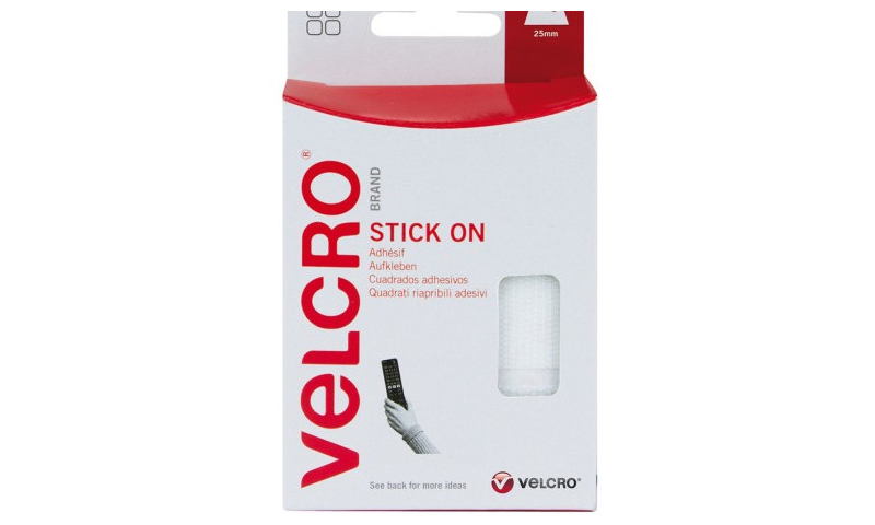 Velcro Hook & Loop 25mm Squares White, 24 Set pack, Hangpacked