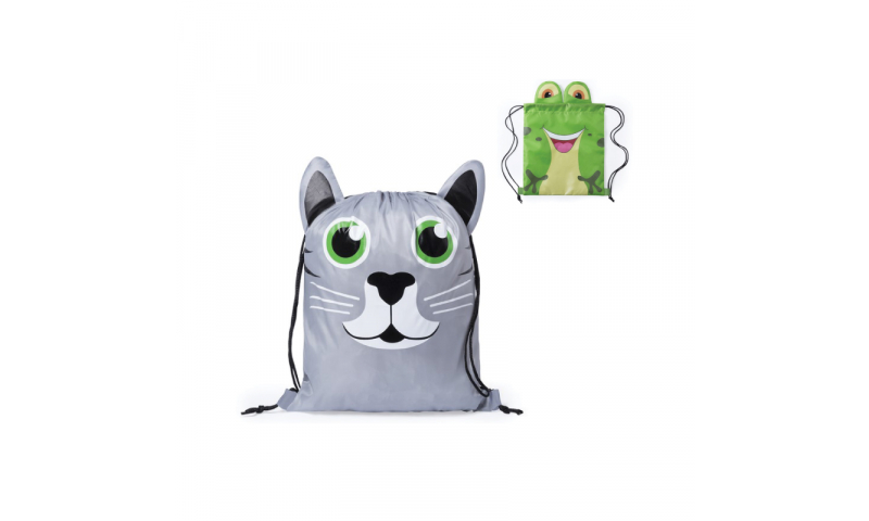 Cat & Frog Drawstring Bag, 1 colour 1 position print inc.