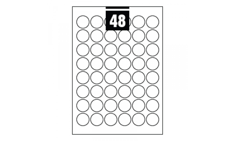 Hovat White Multipurpose Circular Labels - 48 per A4 Sheet,  30mm dia. - 100 sheet Pk