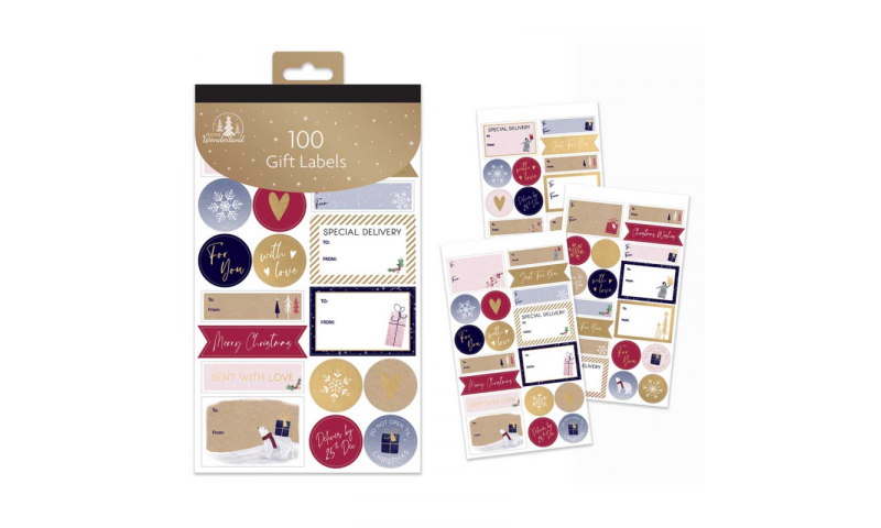 Xmas Cute Gift Labels 100 Label Pack, Hangpack