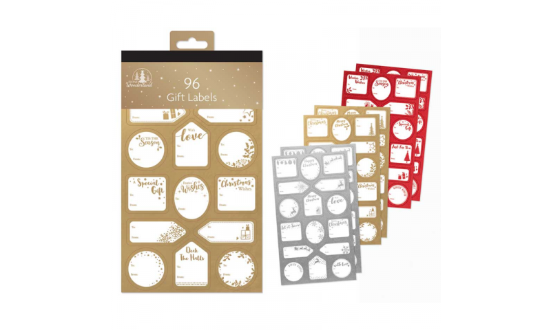 Xmas Traditional Gift Labels, Hangpack of 96 Asstd