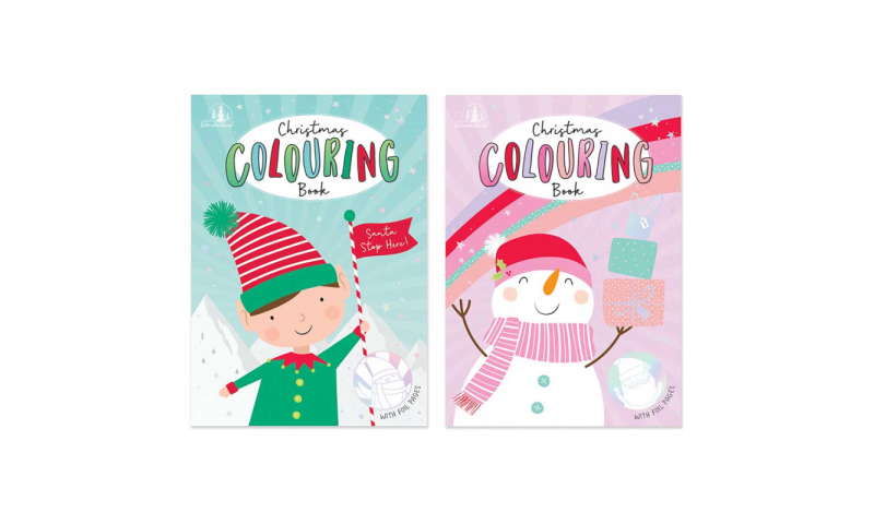 Xmas Theme A4 Colouring Book, Elf & Snowman Designs